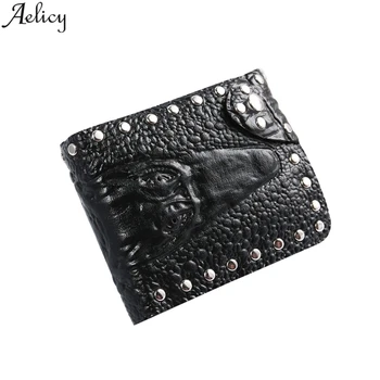

Aelicy Unisex Personality Crocodile Head Short Men's Wallet Dark Horizontal Wallet Multi-function Card Holder 2020
