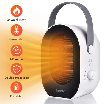 

Portable Electric Heater Tabletop Fan Heater Electric Wind Heater Winter Hand Warmer Tip-Over For Office Home Indoor