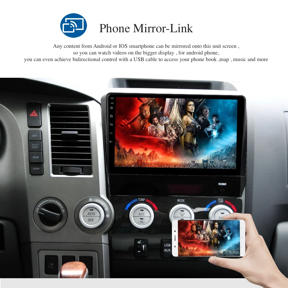 Автомобильный радиоприемник 10," ips экран Android 9,0 для Toyota Tundra 2007-2013 Sequoia 2008- gps навигация Bluetooth MP3 wifi карта