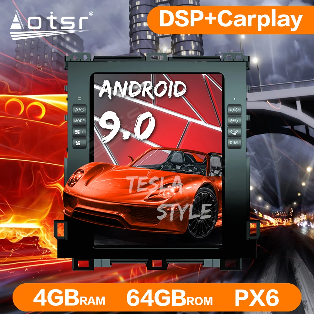 Автомагнитола Tesla Style Android 9 64 ГБ GPS навигация для Toyota Land Cruiser Prado 120 Lexus GX470 2002 2009