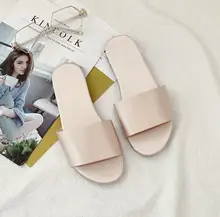  Four seasons home flat non-slip women slippers 2021 new candy color silk material outdoor casual all-match sandals ms 
