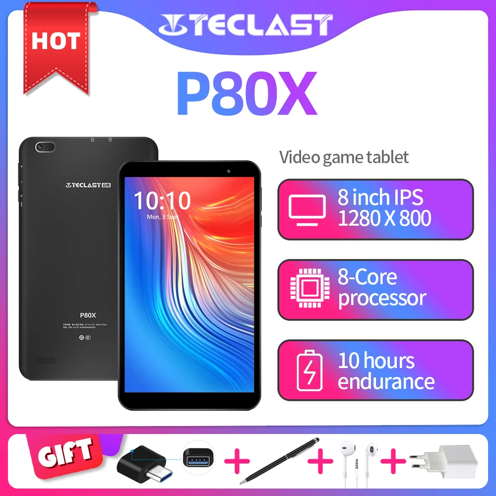 Teclast-Tableta P80X con Android 9,0, 4G, 8 pulgadas, 1280x800, SC9863A, ocho núcleos, 2GB de RAM, 32GB de ROM, PC, GPS, cámara Dual