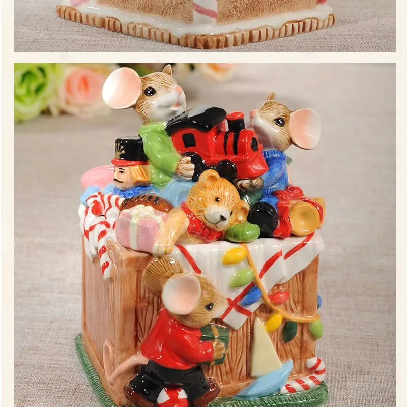 European-style Ceramic Germination Mouse Candy Can Zodiac Mouse Home Storage Pot Home Decoration Gift Crafts 6