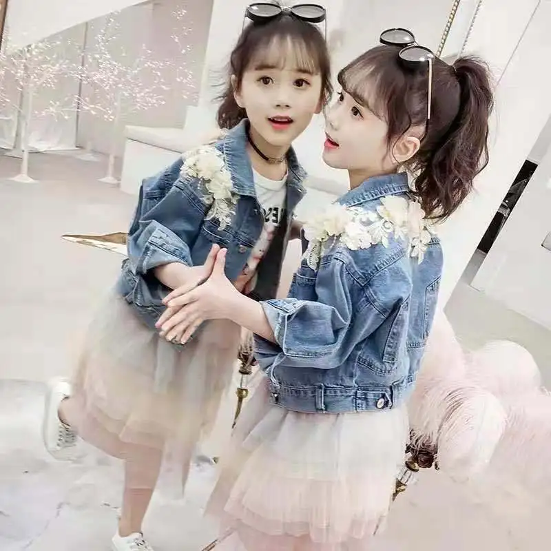 2021 new spring autumn/ summer Girls Kids denim jacket comfortable cute baby Clothes Children Clothing