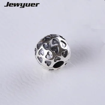 

100% 925 sterling silver clip clasp charms love hearts beads fit charm bracelets DIY for women Fine jewelry jewyuer KT006
