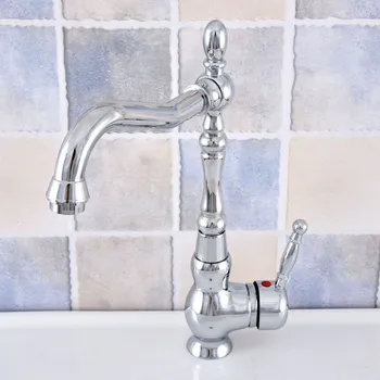 

Polished Chrome Brass Bathroom Kitchen Basin Sink Faucet Mixer Tap Swivel Spout Single Handle One Hole Deck Mounted msf646