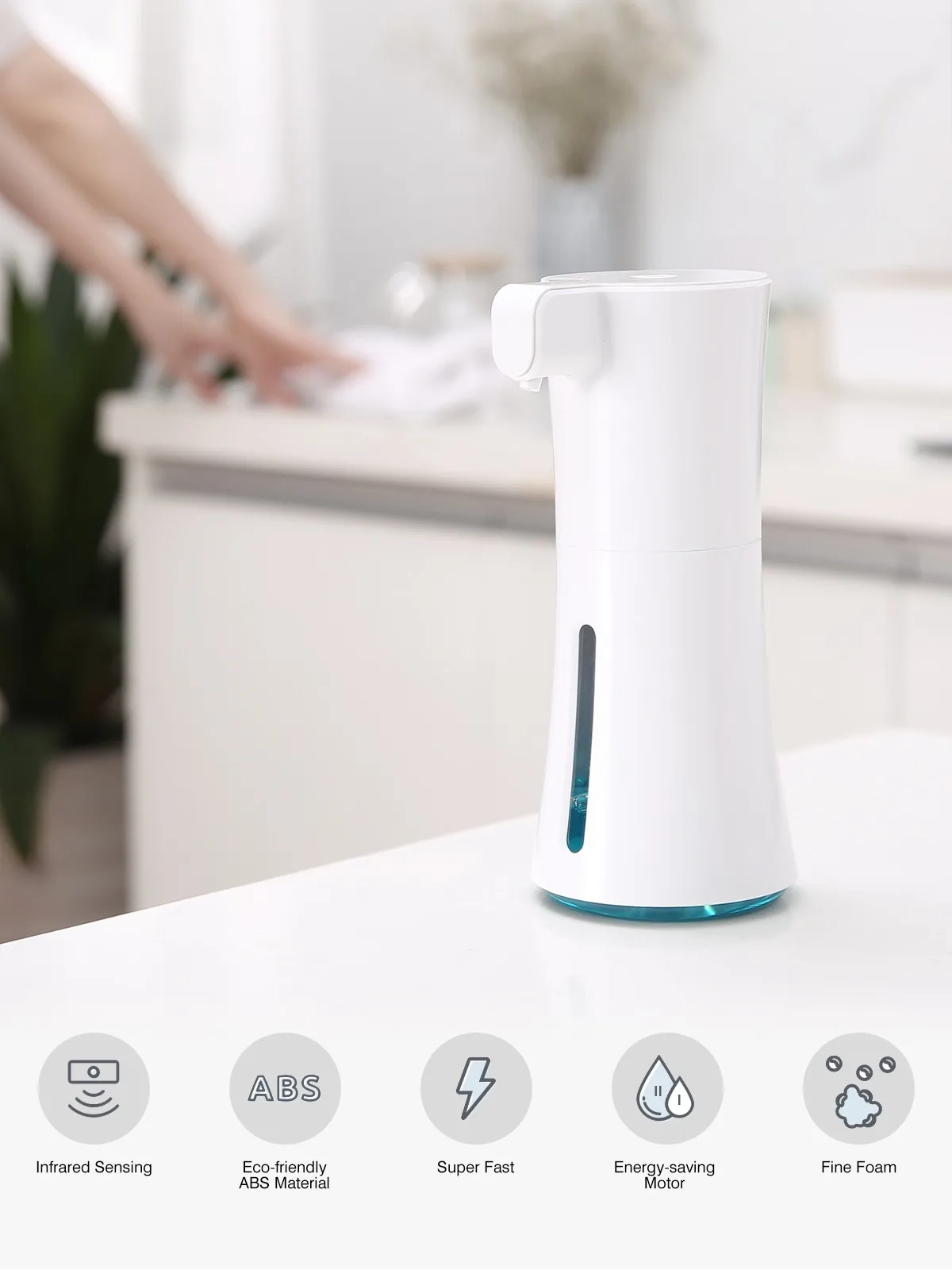 450ML Automatic Foam Liquid Soap Dispenser Touchless Sensor Pump Kitchen Bathroom Hand Wash Liquid Soap Hand Sanitizer Dispenser