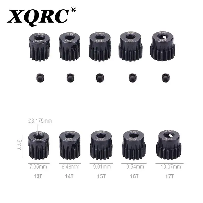48dp 3,175mm 12t 13t 14t 15t 16t 17t 18t 19t 20t 22t 24t 25t schwarzes Stahl metall ritzel motor getriebe für 1/10 rc Modell auto motor – Detail 2