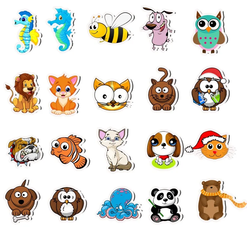 

50Pcs Cute Cartoon Animals Stickers PVC Waterproof for Car Girl Laptop Pegatinas Skateboard Suitcase Classic Decal Toys Stickers