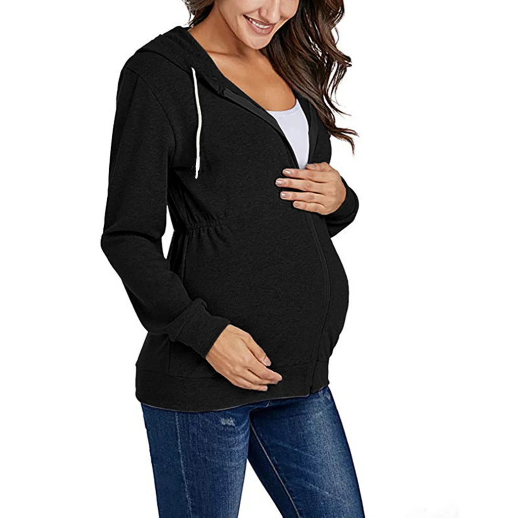 clearance maternity clothes Jacket for Pregnant Women Maternity Hoodie Sweatshirt Pregnancy Clothes Pregnant Women Breastfeeding Hooded Zipper Jacket Top Maternity Clothing hot