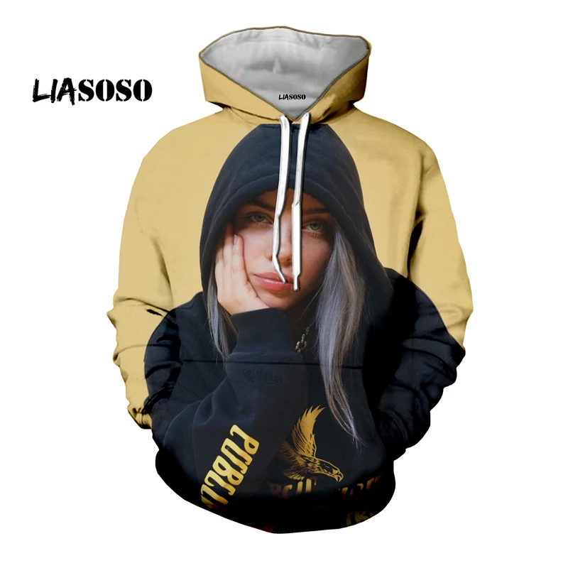Аниме Мода Толстовка 3d принт синий Billie Eilish толстовки для мужчин/wo мужские толстовки в стиле хараджуку хип-хоп одежда с длинным рукавом - Цвет: 9