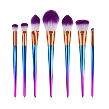 

7PCS Makeup Brushes Set Rainbow Handle Foundation Powder Blush EyeShadow Lip Brush Beauty Makeup Tools T07061