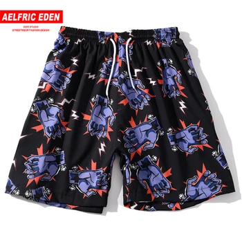 

Aelfric Eden Summer Hip Hop Pants Men 2020 Streetwear Harajuku Joggers Shorts Cartoon Palm Print Sweatpants Loose Beach Shorts