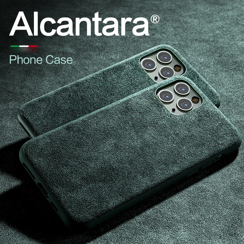 SanCore for iPhone 12 /Pro/Pro Max case ALCANTARA for iphone 12 Mini Cover Case fashion luxury Business Turn fur waterproof