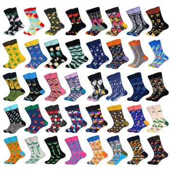 

LIONZONE 1 Pair Men Socks Cotton Funny Crew Socks Cartoon Flower Leaf Tree Novelty Gifts for Men Socks for Spring Autumn Winter