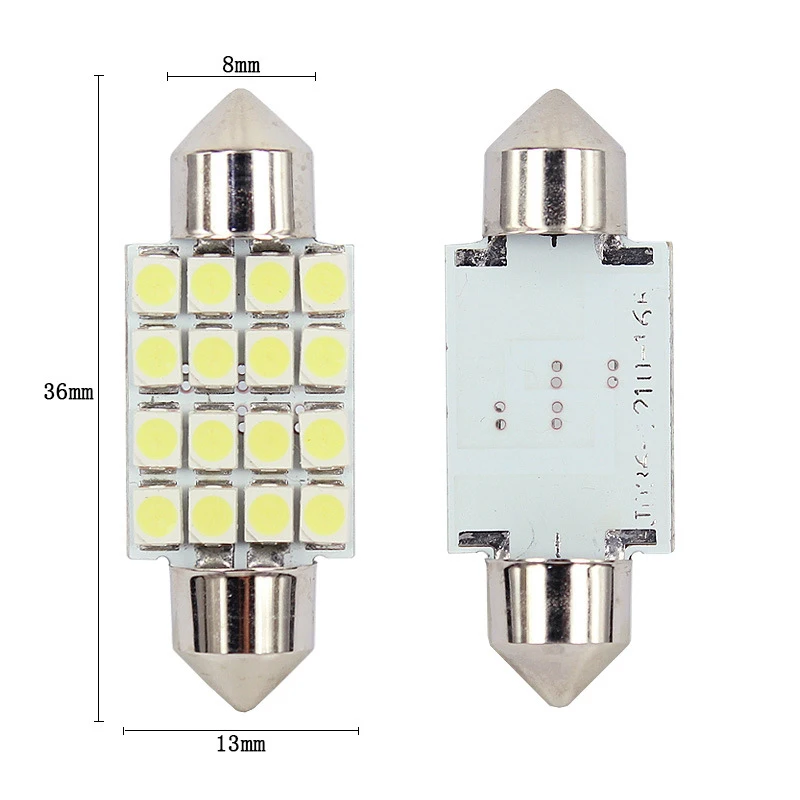 500 шт. белый 31 мм/36 мм/39 мм/41 мм 1210 3528 16SMD DE3175 DE3022 светодиодный лампы для подсветка для салона автомобиля конусообразная лампочка для чтения свет