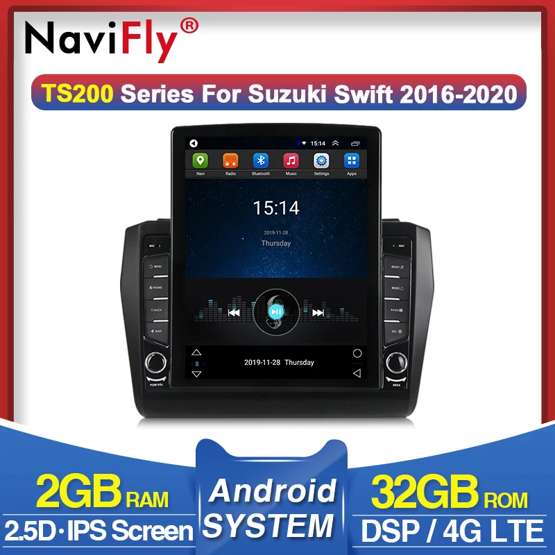 NaviFly вертикальный Tesla экран 4G LTE IPS DSP радио для Suzuki Swift 2016 2017 2018 2019 2020 Android
