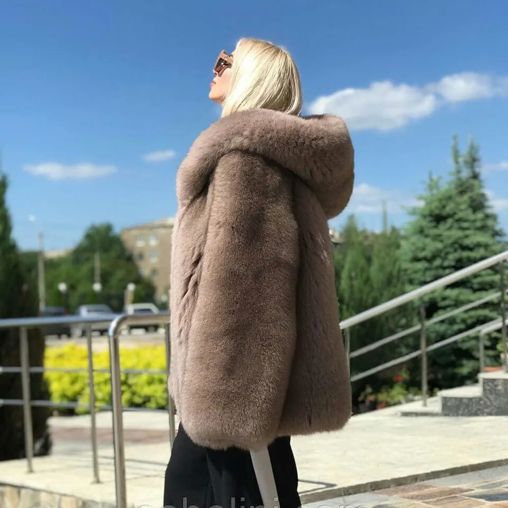 Furealux женский натуральный Лисий мех пальто толстый весь мех Буле лисий мех Женская куртка с капюшоном верхняя одежда теплая Женская