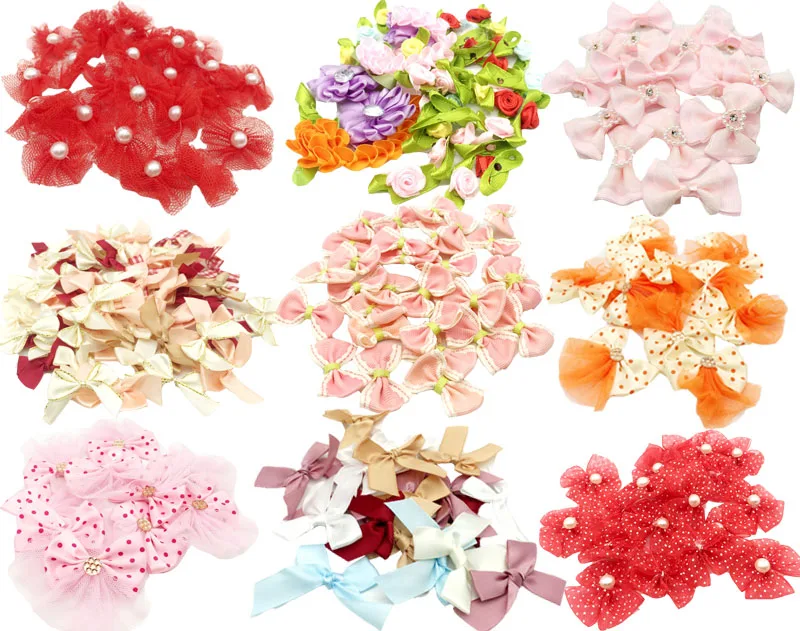 Multi option Mixed Colors Polka Dot Organza Bows Ribbon Flower Girls Boutique Mini Hair Bow Headwear DIY Garment Craft | Дом и сад