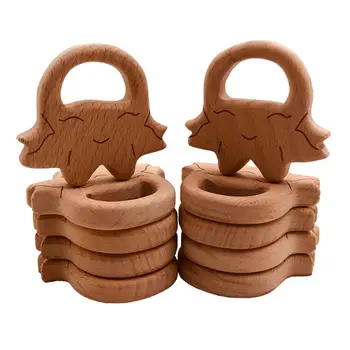 

Baby Wooden Teethers Food Grade Beech Wood Animal Wooden Shape Pacifier Wooden Teether Newborn Toys