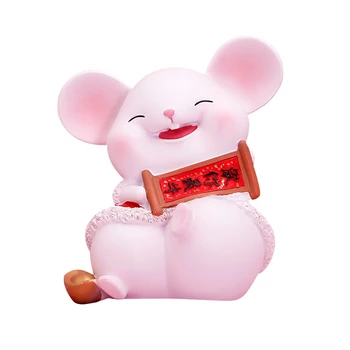 

Adorable Piggy Bank Resin Happy Rat Shaped Birthday Gift Money Box Home Ornament Desktop Decoration for 2020 Zodiac Year