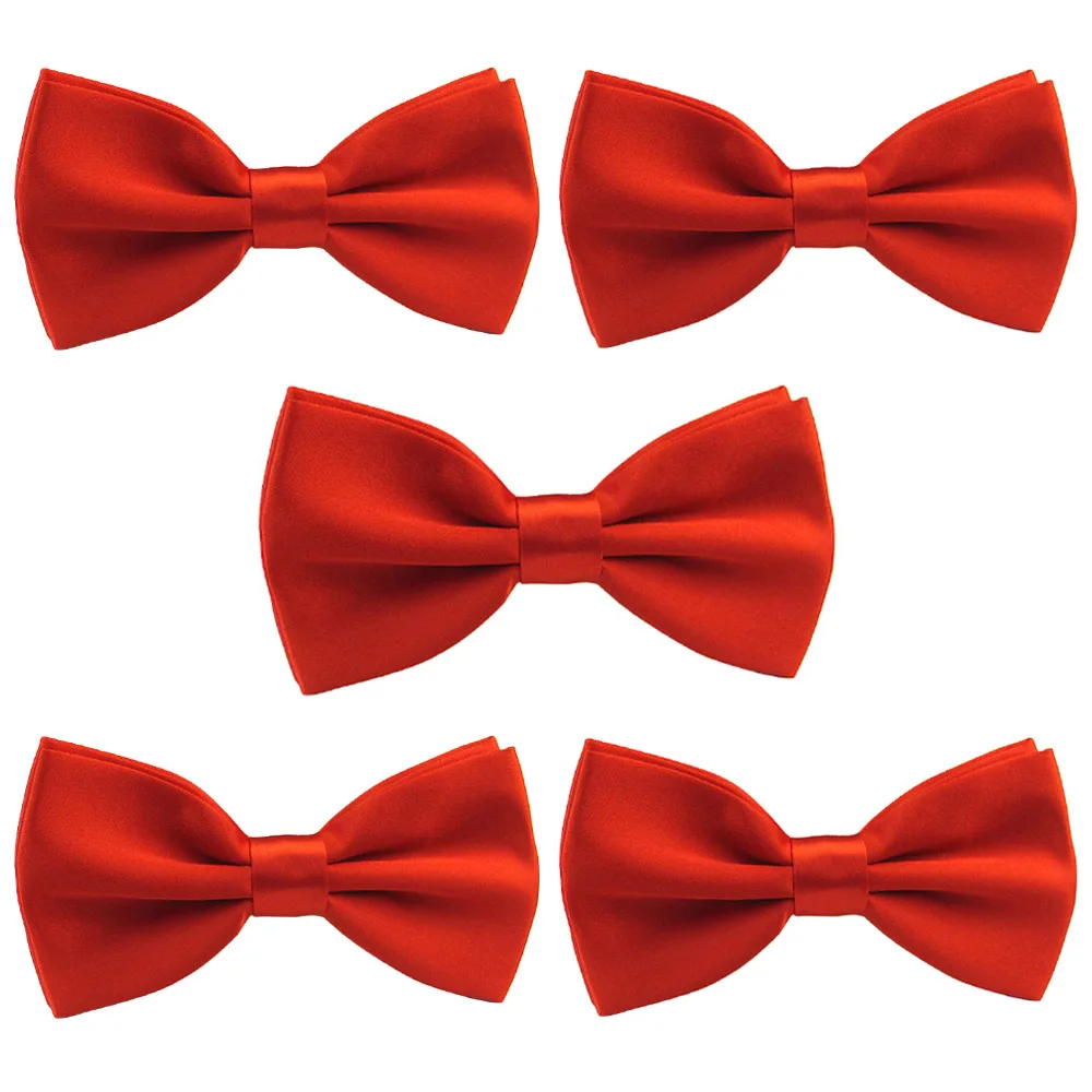 Red-5 PCS 5 шт. мужской классический Атласный Галстук-бабочка Свадебный школьный Регулируемый однотонный галстук-бабочка BWTYY1001 - Цвет: Red-5 PCS