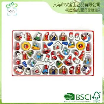 

Christmas Decoration Set 48 Wooden Decoration Small Pendant Hand Painted Small Puppet Charm Mini Holiday Gift