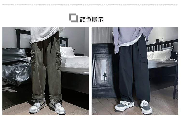 green cargo pants Autumn Mens Side Pockets Cargo Pants Male Fashion Casual Pants Oversize Design Straight Loose Streetwear Outdoor Jogging M-5XL wrangler cargo pants