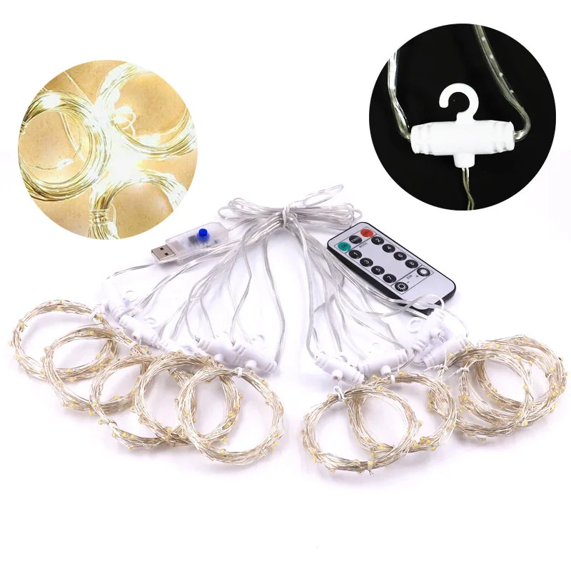 warm white 3x1 Горячая 3*3 м 300 светодиодный медный провод лампа занавес сказочные огни USB струнные огни Свадебная вечеринка Рождество NDS66 - Испускаемый цвет: warm white 3x1
