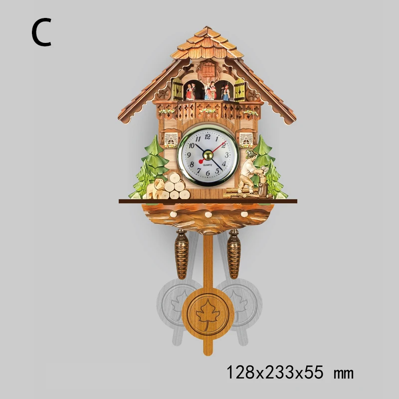 New 3D Handcrafted Wall Clock Wooden Cuckoo Wall Clock Quartz Clock Fashion Christmas Gift Home Art Decor