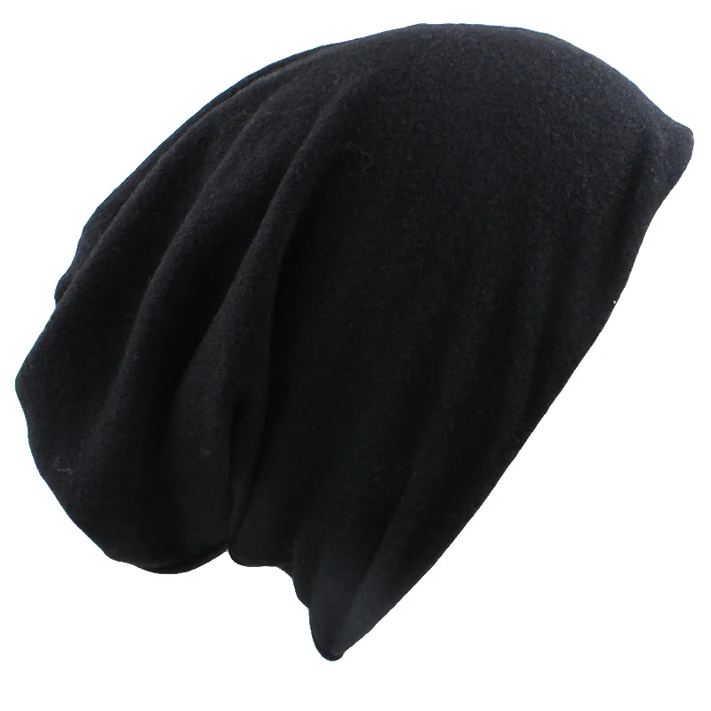 Черный ALTOBEFUN шарф для девочки, однотонный дизайн, тонкая женская мода, Feminino Skullies, вязаные шапки для осенне-зимнего сезона, двухцветные шапки для женщин, BHT078 - Цвет: Черный