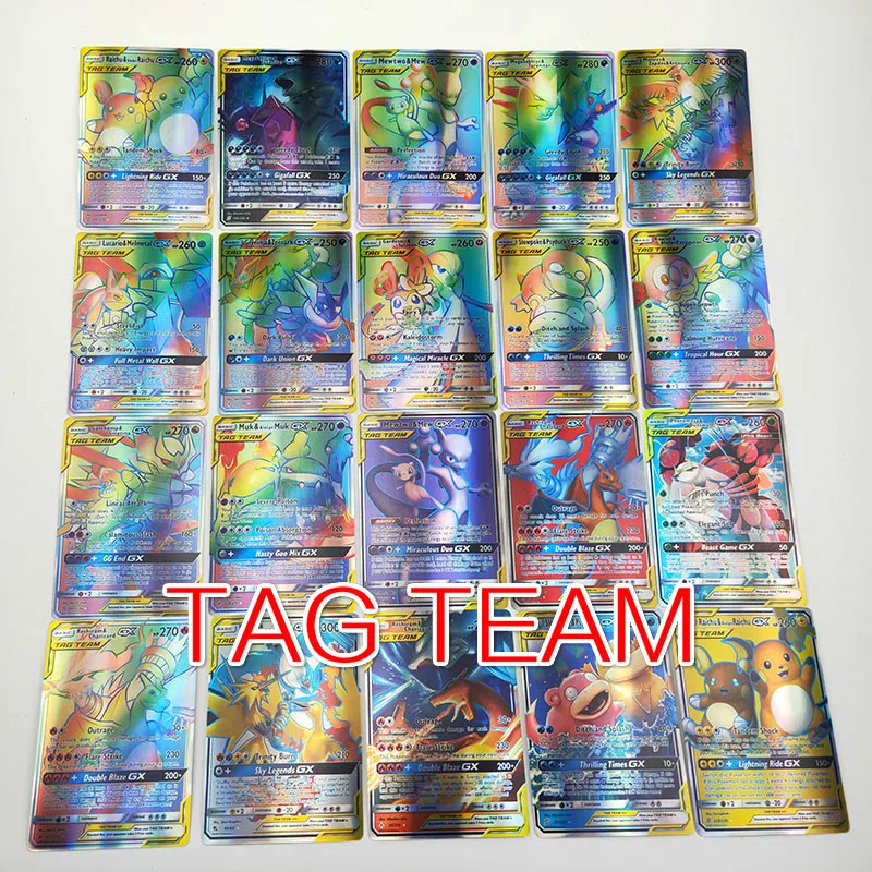 20-100 шт карточки с покемонами GX MEGA Sun и Moon batch Carte карточка для тренировок Falsh настольная игра