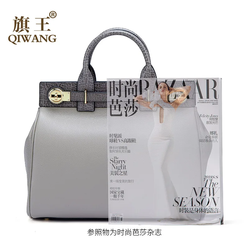 

Wang Bag Women's 2019 New Style Autumn And Winter WOMEN'S Leather Bags Fashion Cool Handbag Full-grain Leather Shoulder Big Bag