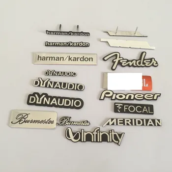 

5pcs for harman/kardon MERIDIAN Dynaudio Burmester Fender Hi-Fi Speaker audio Speaker Badge stereo Emblem sticker car styling