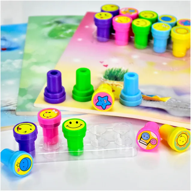 10pcs/Set Cartoon Smiley Face Kids Seal Children Toy Stamps  for Scrapbooking Stamper DIY Painting Photo Album Rubber Stamp 5
