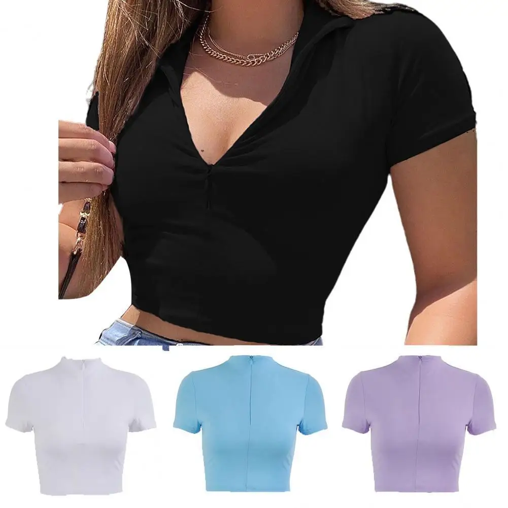 Футболка модная однотонная летняя Базовая черная синяя фиолетовая Сексуальная