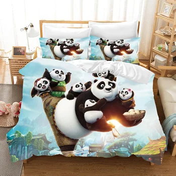 

Dropshipping Boy gife 3D print Bedding set Cartoon Kung Fu Panda friends'/lovers' gift, Duvet cover set Home Textiles