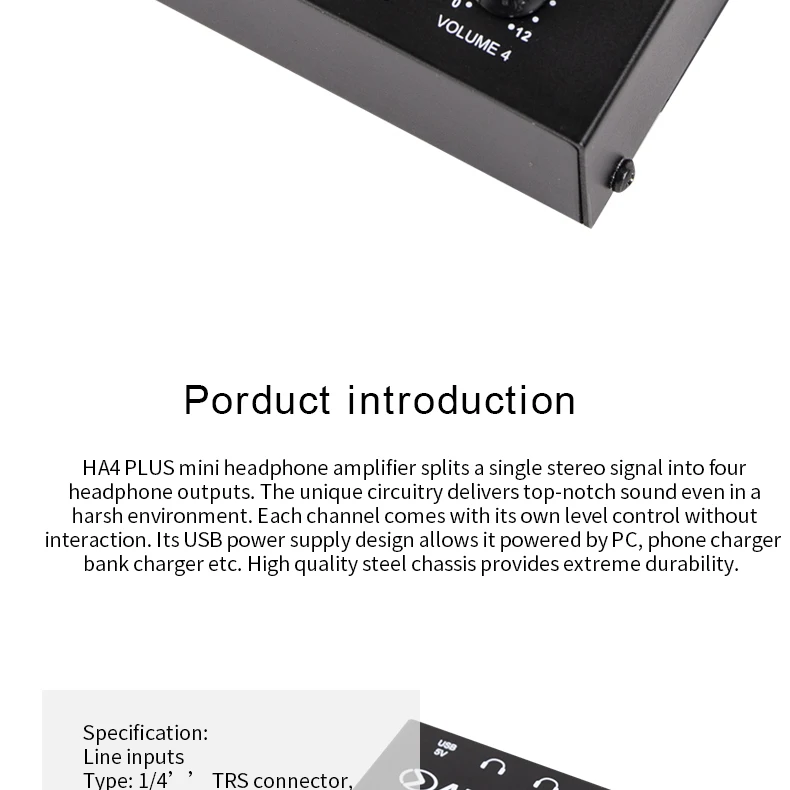 ALCTRON HA4plus 4 канала стерео мини-усилитель для наушников USB интерфейс Мощность ed 6,35 мм разъем Мощность высокое качество звука