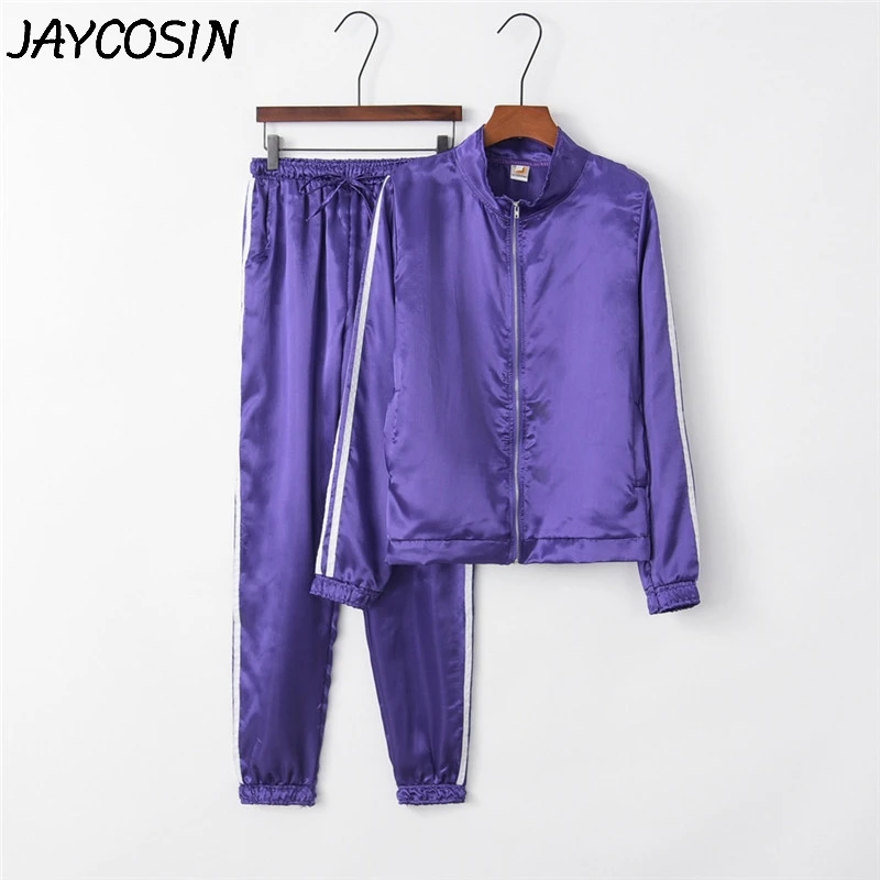 Женский спортивный костюм JAYCOSIN однотонный свитшот на молнии с длинным рукавом и