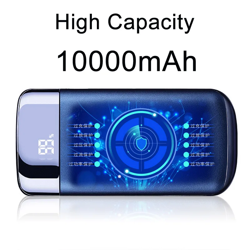 

For Xiaomi for iphone X Note 8 10000mah Power bank External Battery PowerBank 2 USB LED light Portable Mobile phone Charger