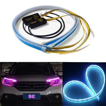 

2Pcs Car LED Ultra-thin two-color Light guide strip 60cm 12V Auto Daytime Running Lamp Motorcycle Streamer Turn Signal Lamp