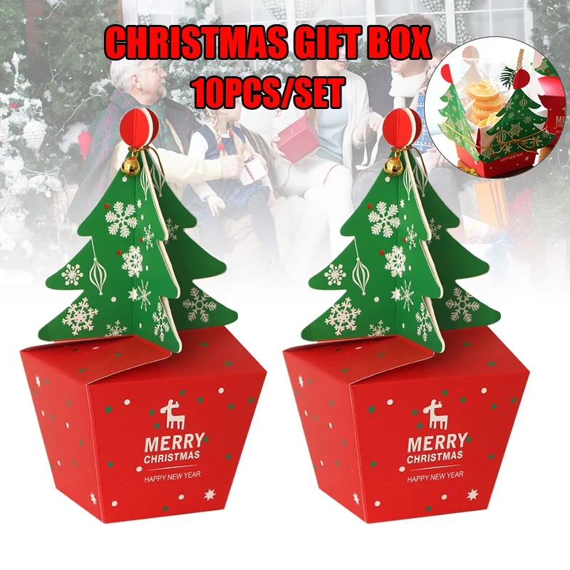 

10Pcs Christmas Party Bags Sweets Carrier Apples Box Favour Candy Xmas Gift Boxes TT-best
