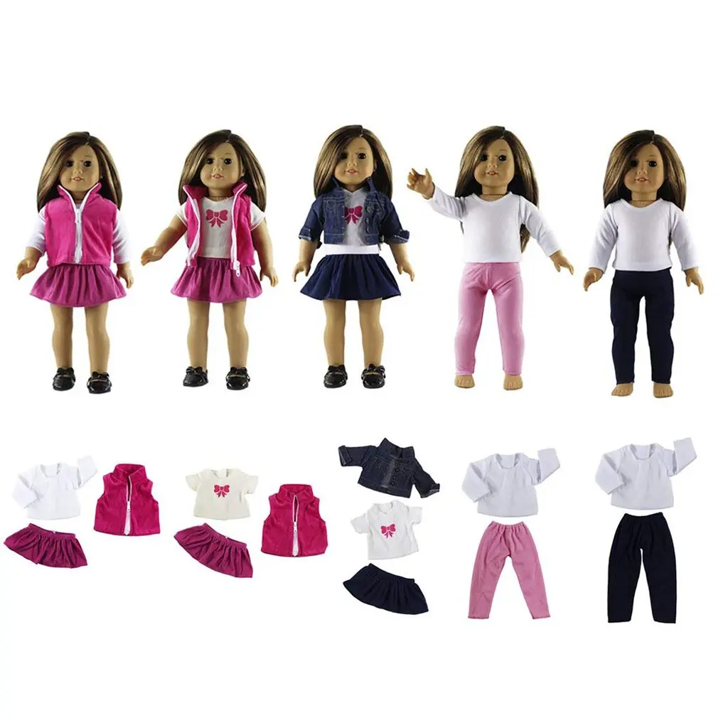 Белая Рубашка розовая куртка юбка Набор Гардероб макияж подходит для 1" американская девочка куклы кукольный дом Декор