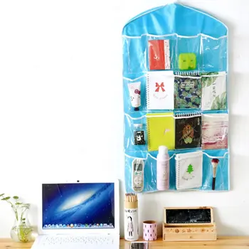 

4 Colors 16 Pockets Clear Over Door Hanging Bag Hanger Storage Tidy Organizer For Home Bathroom Living Room Household Sundries