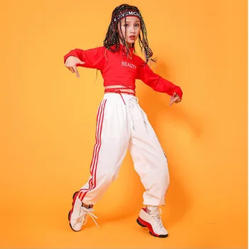

Children Hip Hop Clothing Sweatshirt Top Crop Running Casual Pants for Girl Kid Jazz Dance Costume Wear Ballroom Dancing Clothes