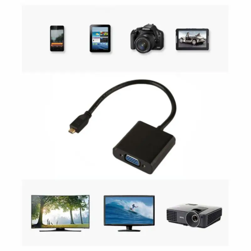 Micro HDMI в VGA Аудио конвертер Кабель-адаптер 1080P HDMI мужчин и женщин для HD HDTV ПК ноутбук xbox PS3 PS4 камера планшет