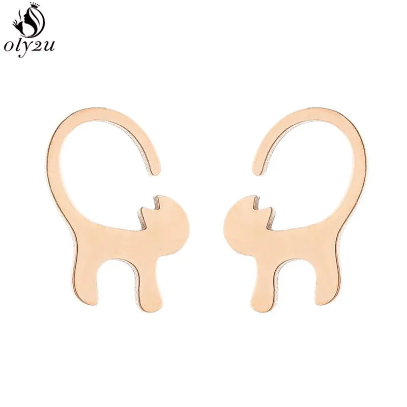 Lovely Stainless Steel Cat Earrings for Women Children Jewelry Trendy Cute Animal Dog Paw Stud Earrings Girls Birthday Gifts