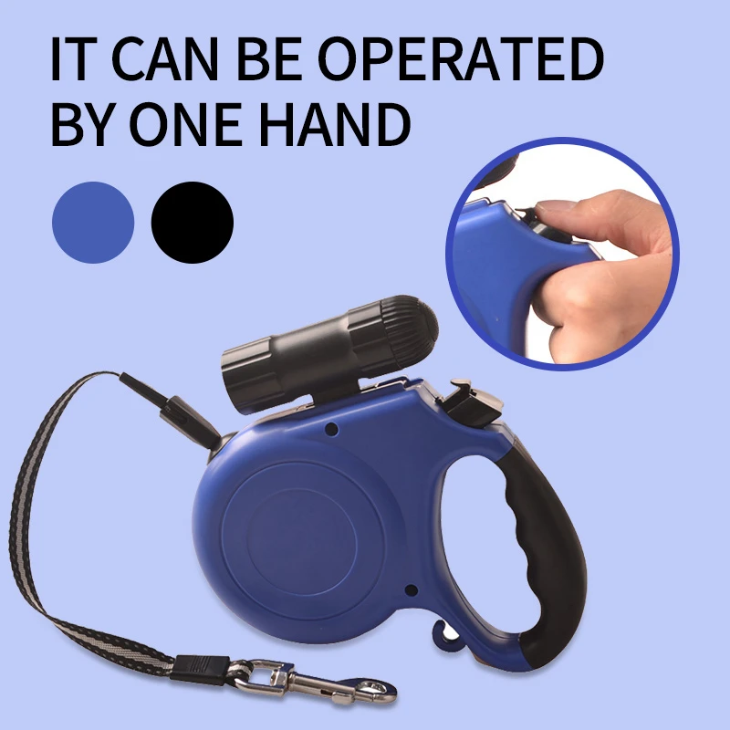 

New Retractable Dog Leash Rope With Flashlight For Night Use 5 Meters Long Dog Leash Traction Rope Quick Release Pet Products