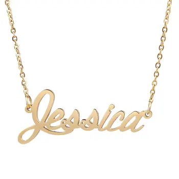 

Customized Nameplate Necklaces Personalized Jewelry Gifts Stainless Steel Gold Color Name Necklace English Style Jewelry