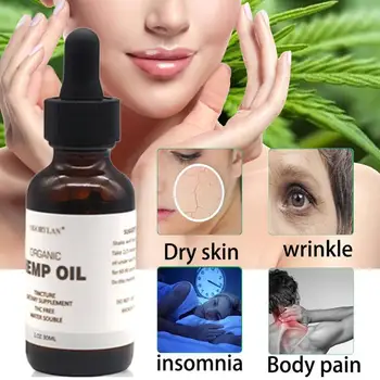 

100% Pure Nature Essential Hemp Oil Sleep Relief Anti-stress Moisturizing and Healthy Skin Hair Treatment Improve Sleep Quality